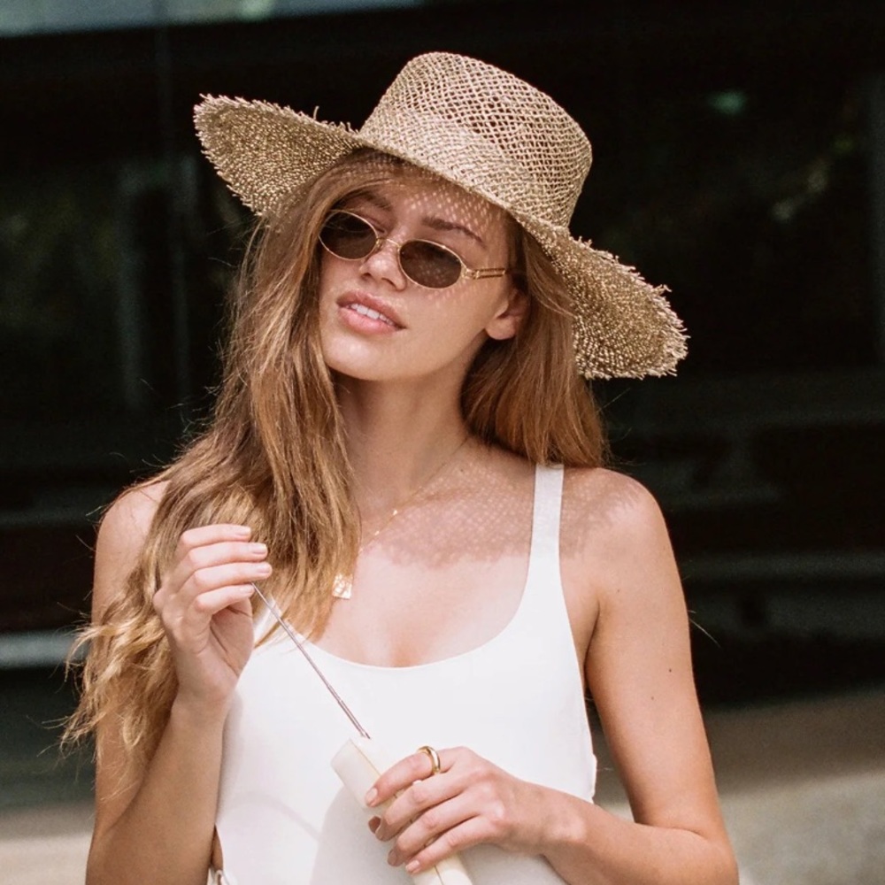 Lack of color sunnydip fray boater hat